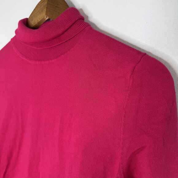 Talbots Sweater Womens Large Pink Turtleneck Pullover Long Sleeve Stretch Knit - Picture 2 of 7